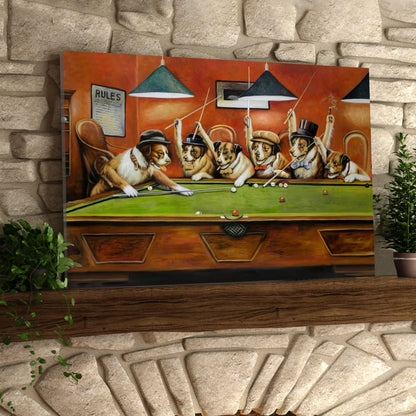 Dogs Playing Terms of Pool/Snock Canvas Wall Art Decor 3D Print Horizontal Canvas Wall Art Pet Painting Artwork ORN0167