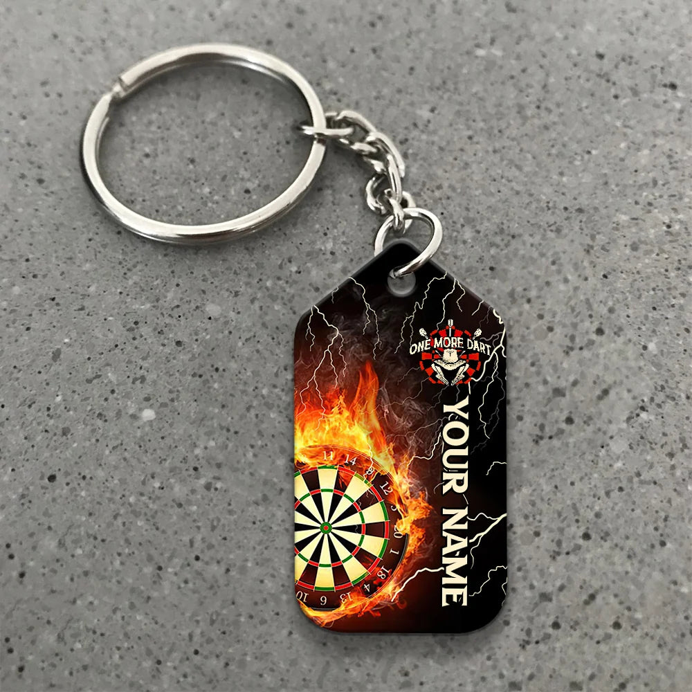 Thunder Flame Bullseye Dartboard Personalized Name 3D Dragon And Darts Keychain For Dart Team Player ORN0183