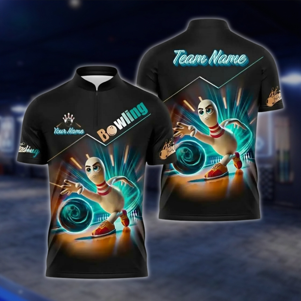 Personalized Funny Pins Mens Bowling Jersey, Custom Team Bowling Shirt BZ0930 BOW0006