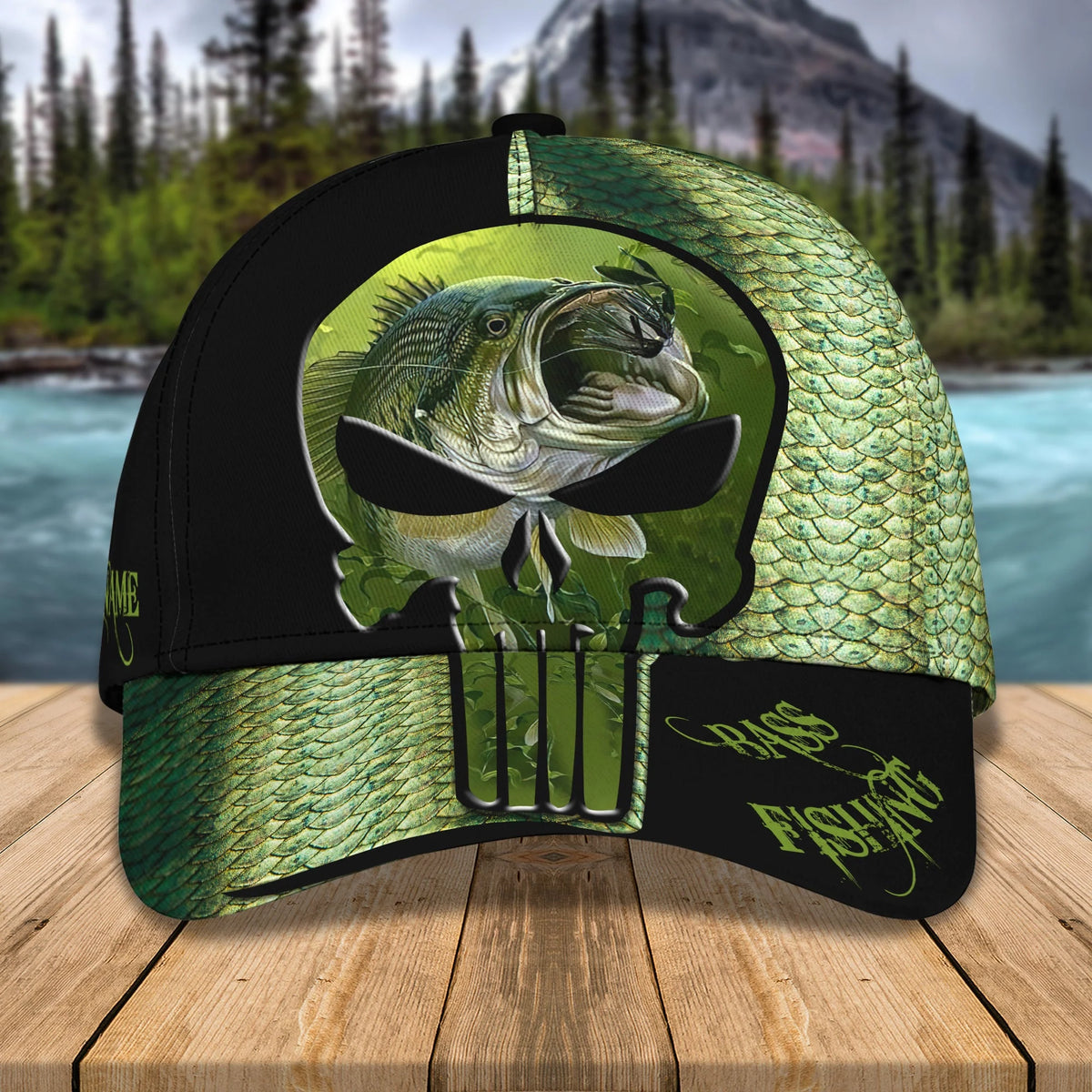 Bass Fishing 22 - Personalized Name Cap FISH0045