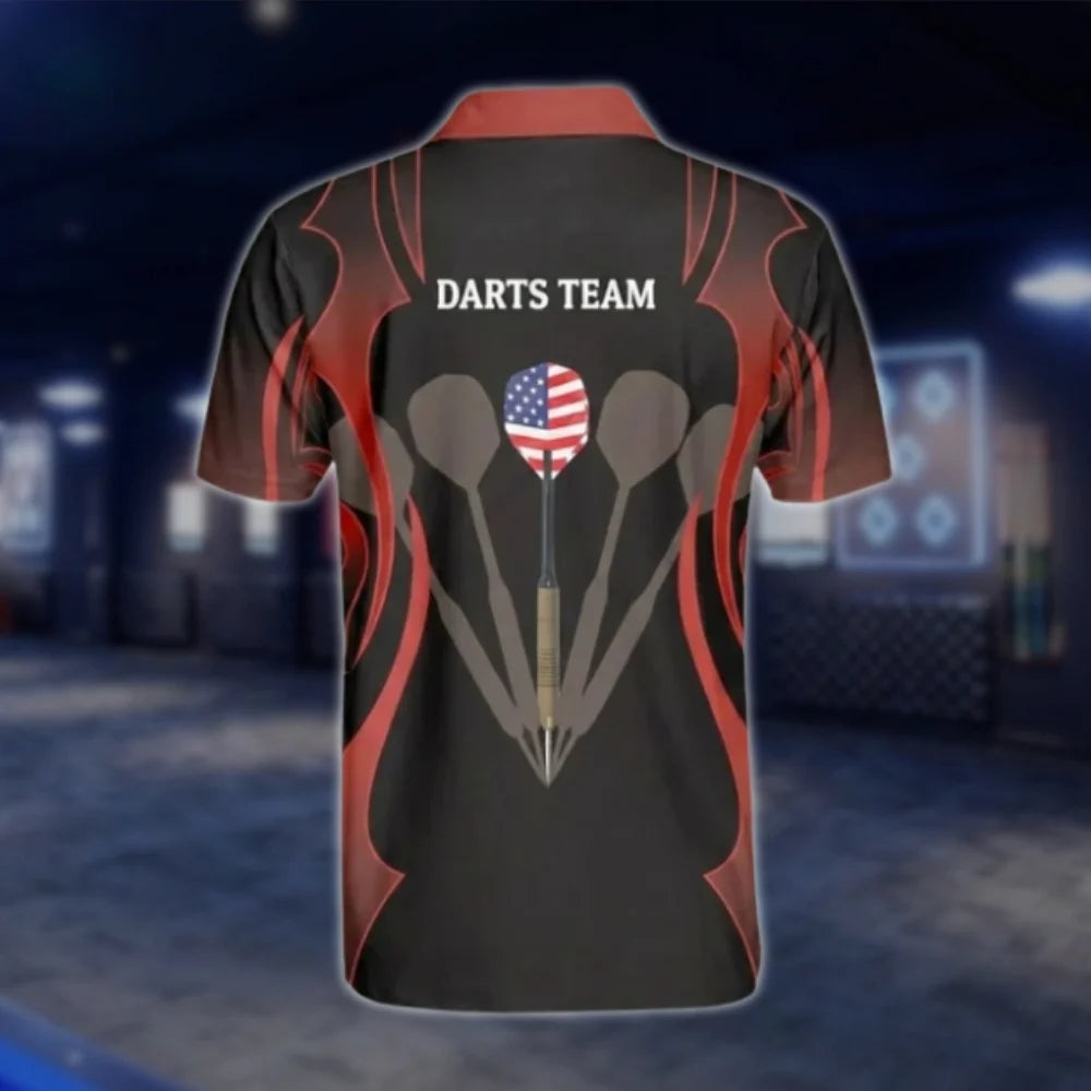 Custom Red Black Mens Dart Polo Shirt, Custom Darts Team Shirts DAT0269