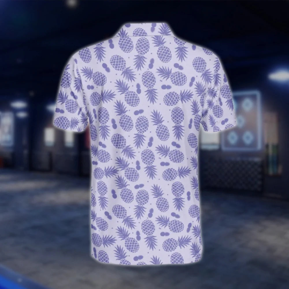 Mens Pineapple Purple Golf Polo Shirt, Pineapple Golf Shirts GOF0166