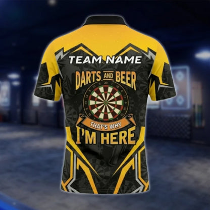 Dart And Beer That's Why I'm Here Custom Mens Dart Polo Shirt, Custom Funny Beer Dart Shirts For Team DAT0445