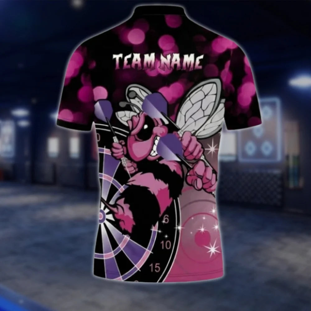 Custom Pink Bee Mens Dart Polo Shirt, Custom Bee Darts Team Shirts DAT0464