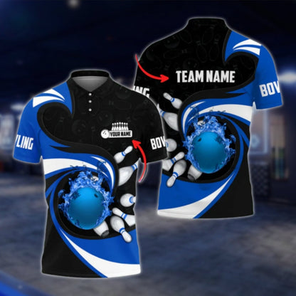 Custom Team Fire Ball Mens Bowling Polo Shirt, Red Black Custom Bowling Team Shirts BO0022 BOW0398