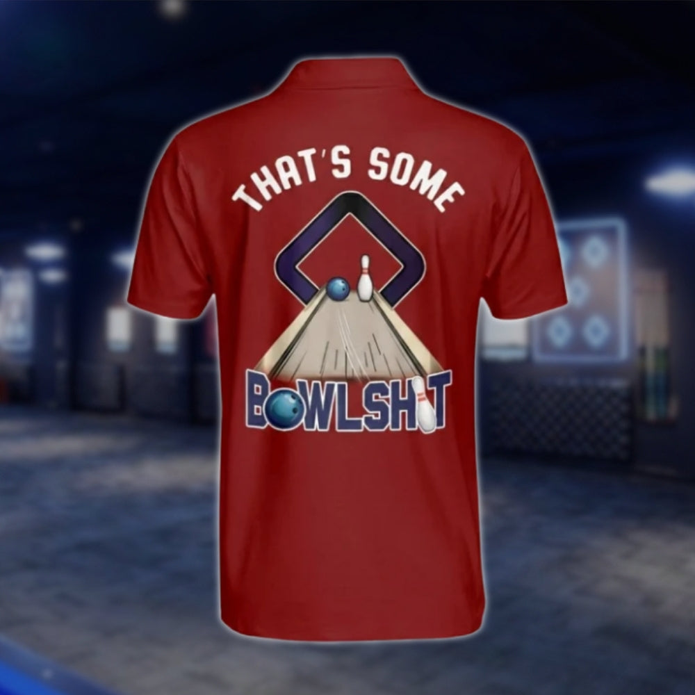 That's Some Bowlsh!t Custom Mens Bowling Polo Shirt, Funny Custom Name Bowling Shirts BM0114 BOW0224