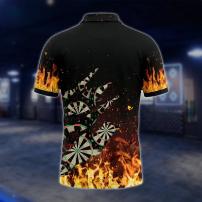 Custom Fire Flame Dart Polo Shirt For Men, Custom Name Flame Dart Shirts DAT0250