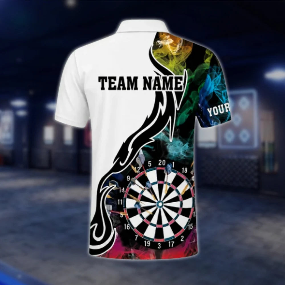 Custom Team Multicolor Smoke Dart Mens Polo Shirt, Custom Dart Team Shirts DAT0261