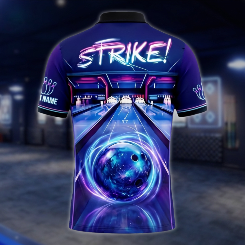 Personalized Neon Bowling Polo Shirt For Men, Custom Team Bowling Shirt BZ0875 BOW0071