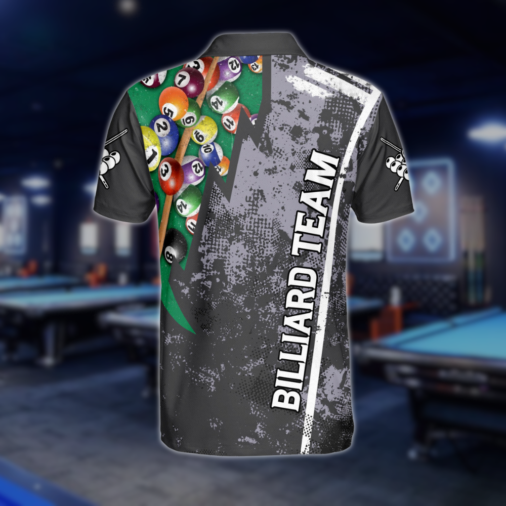 Custom Grunge Billiard Team Polo Shirts For Mens, Custom Pool Billiard Shirts BLD0116