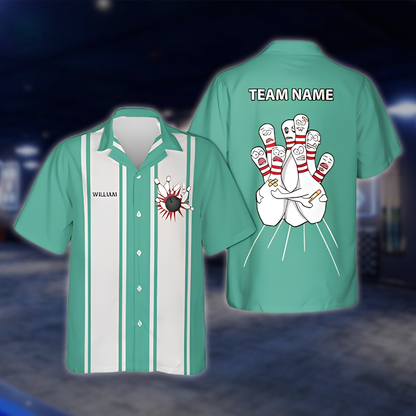 Personalized Scary Pins Bowling Mens Hawaiian Shirt, Custom Team Bowling Shirts BZ0860 BOW0088