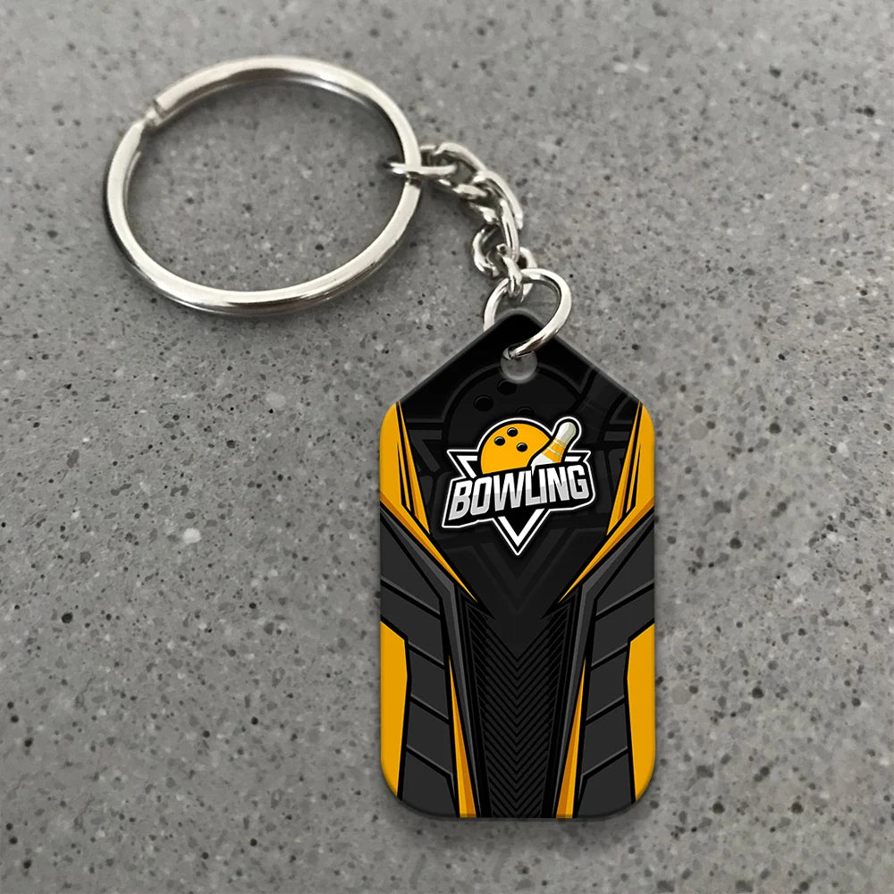 Bowling Pin And Bowl Ball Yellow Personalized Name 3D Keychain Gift For Bowler ORN0207