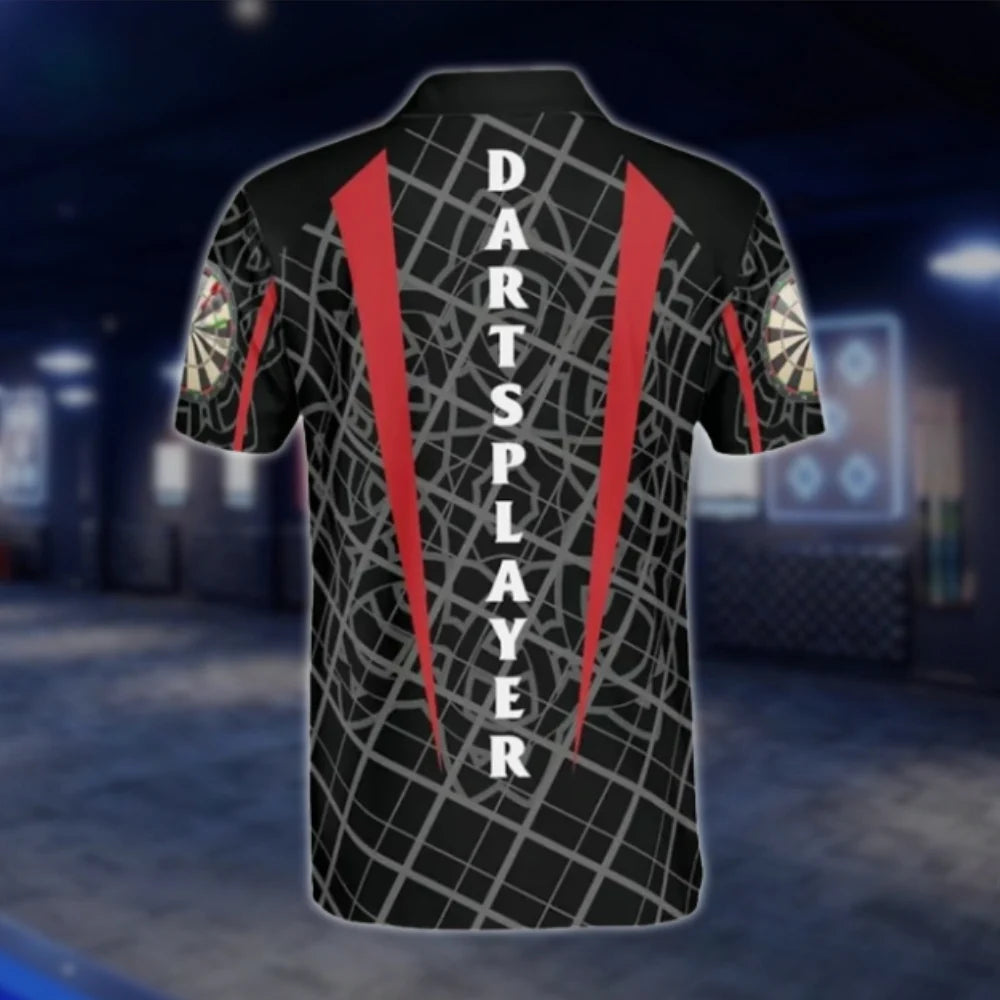 Custom Flaming Dartboard Polo Shirt For Men, Custom Name Dart Player Shirts DAT0362