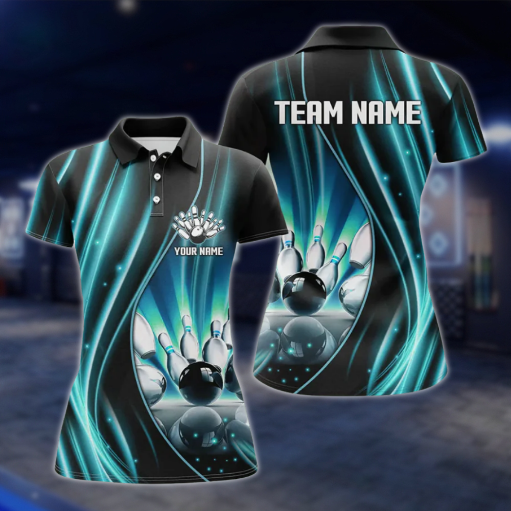 Custom Team Purple Lightning Women's Bowling Polo Shirt, Custom Bowling Shirt For Ladies BZ0488 BOW0282