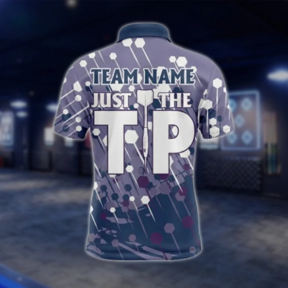 Just The Tip Personalized Purple Mens Dart Polo Shirt, Custom Funny Dart Team Shirts DAT0461