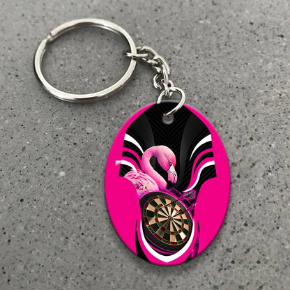 Pink Bullseye Dartboard  Flamingo And Darts Keychain For Dart Team Player ORN0195