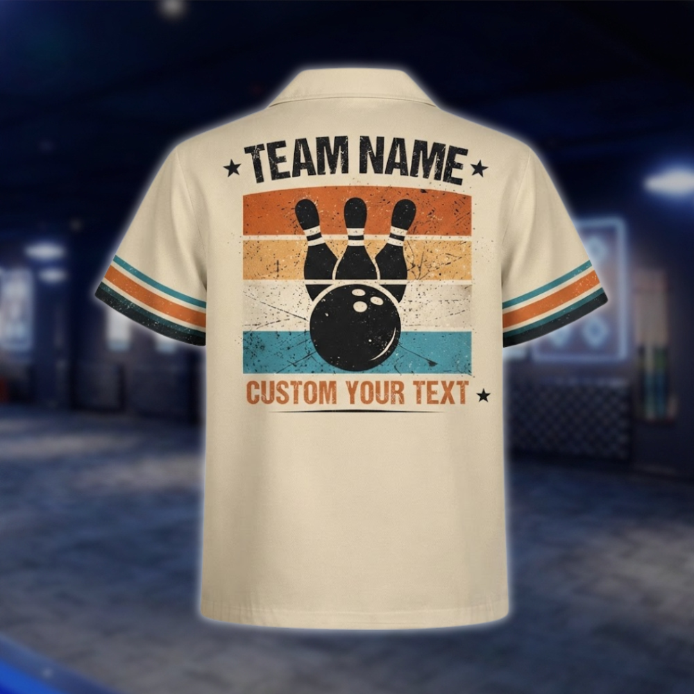 Custom Text Retro Bowling Polo Shirt For Men, Custom Retro Bowling Team Shirts BZ0763 BOW0154