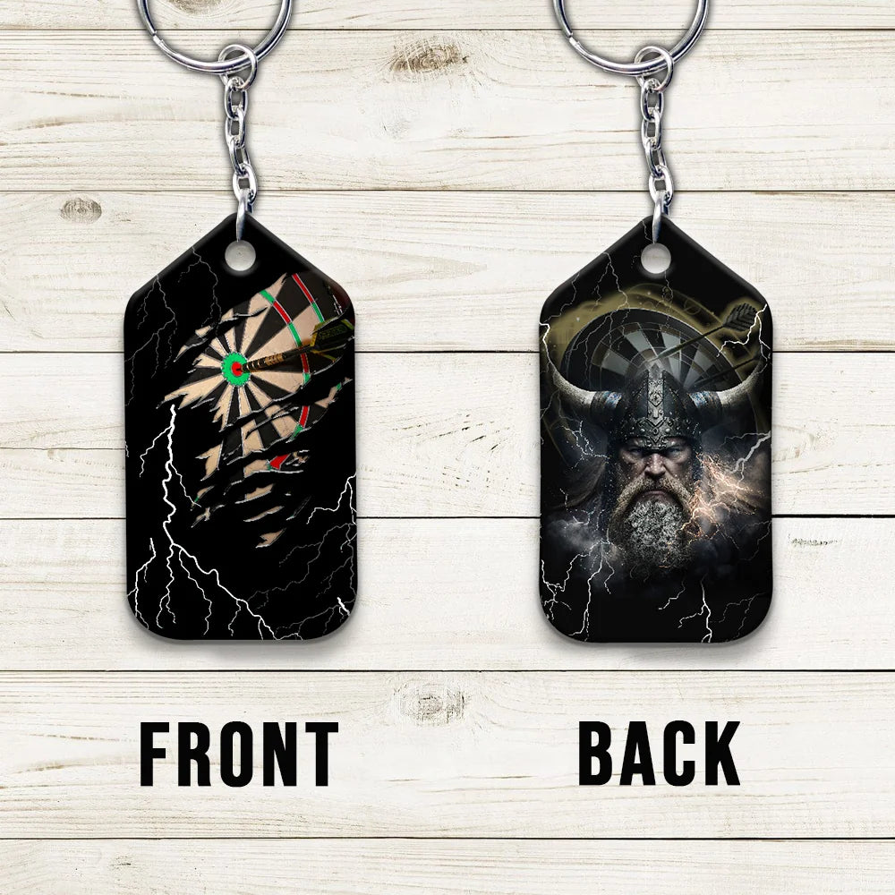 Darts Paint Splash Personalized Name Viking And Darts Keychain For Dart Team Player ORN0174