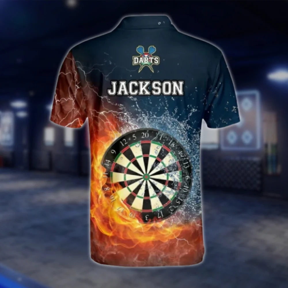Custom Flaming Water Dart Polo Shirt For Men, Custom Flame Dart Shirts DAT0260