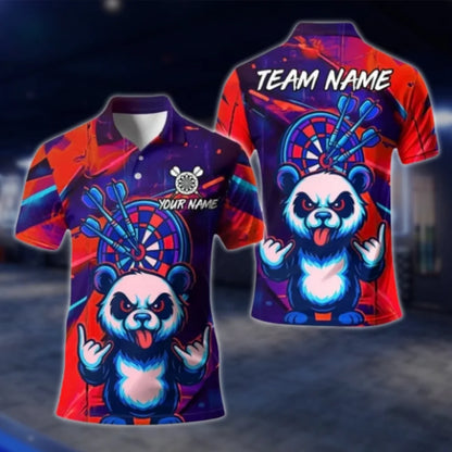 Custom Panda Funny Darts Polo Shirt For Men, Custom Team Panda Dart Shirts DAT0412