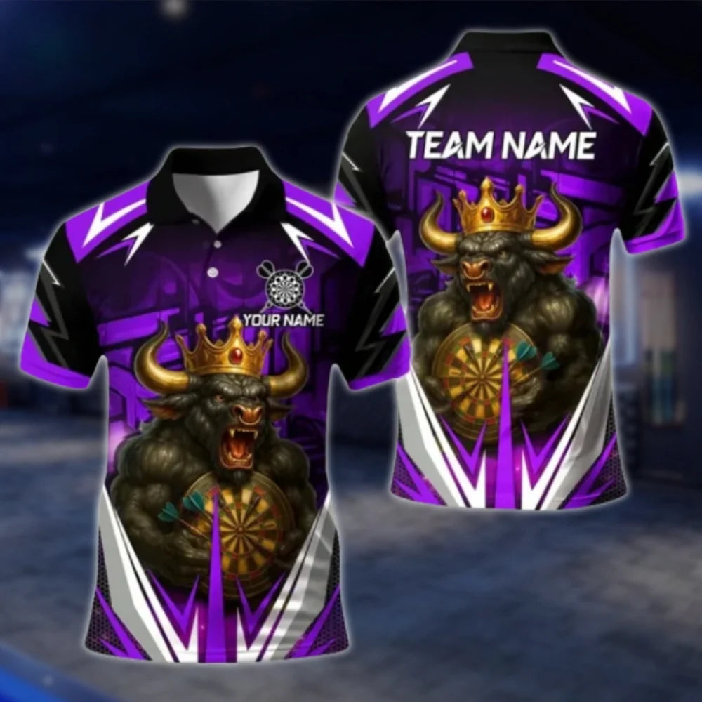 King Bull Custom Mens Darts Polo Shirt, Custom Bull Team Dart Shirts DAT0418