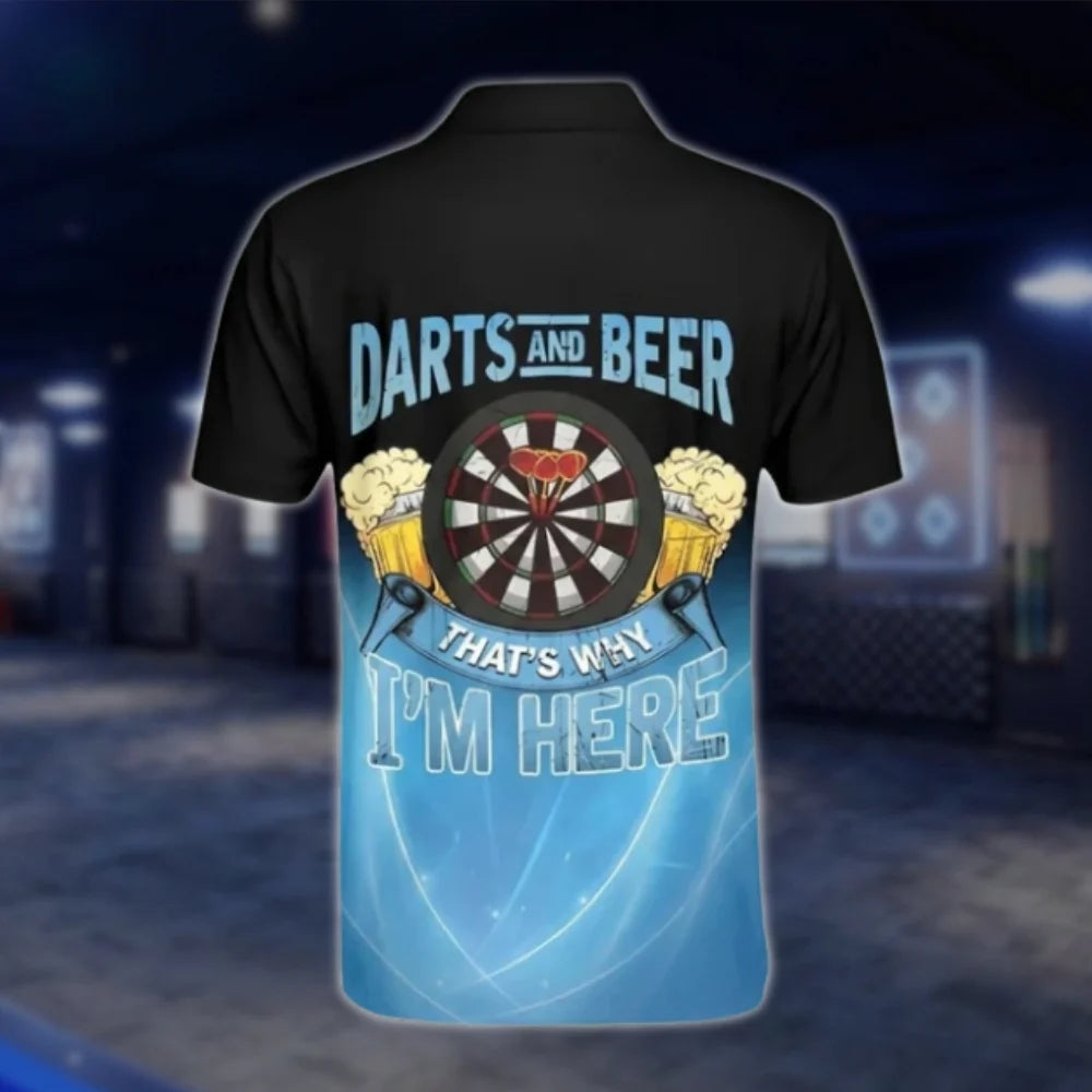 Darts And Beer That's Why I'm Here Custom Thunder Dart Mens Polo Shirt, Custom Beer Darts Shirt DAT0396
