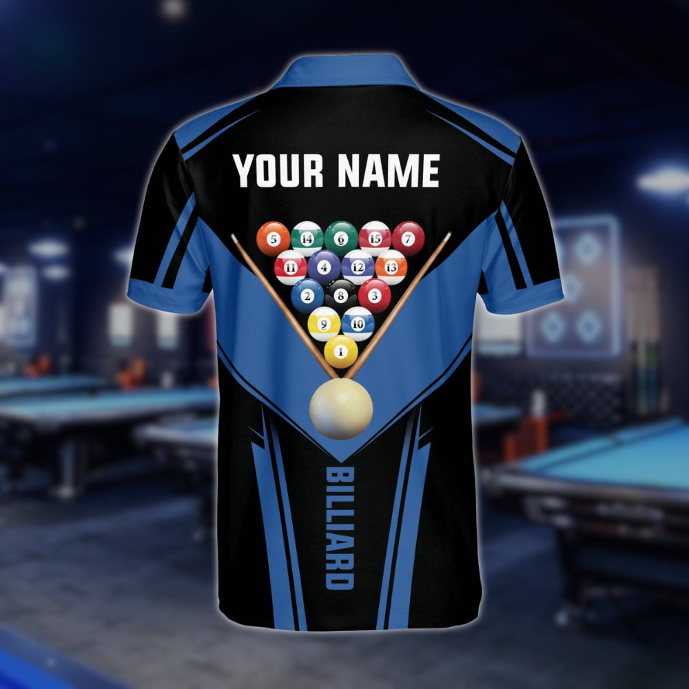 Custom Black And Blue Billiard Team Shirt For Mens, Custom Pool Billiard Shirts BLD0267