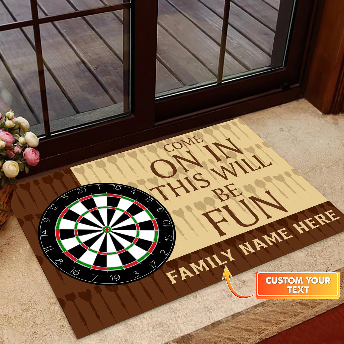 Come On In This Win Be Fun Personalized Doormat Gift For Darts Player ORN0159