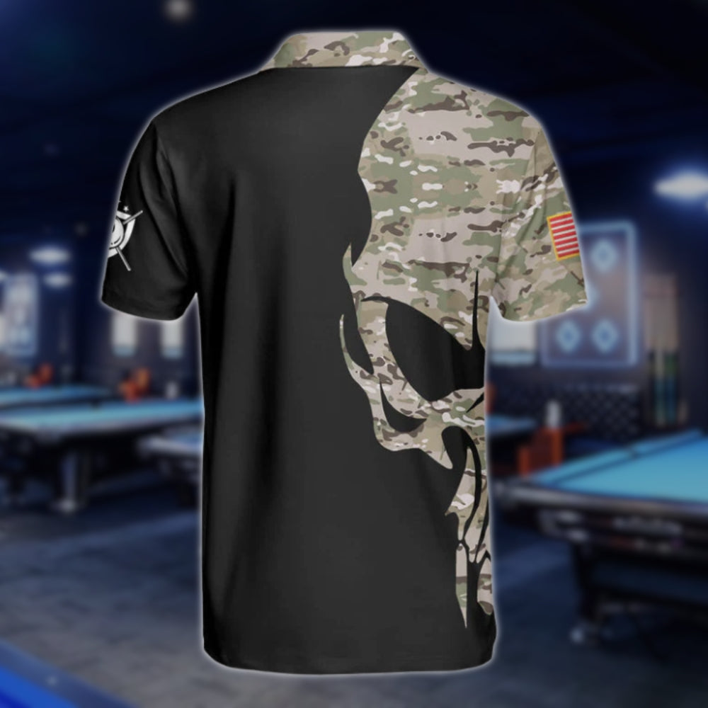 Skull Camouflage Custom Billiard Shirts for Men, Custom Billiard Shirts for Team, Billiard Polo Shirts BLD0008