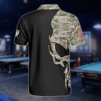 Skull Camouflage Custom Billiard Shirts for Men, Custom Billiard Shirts for Team, Billiard Polo Shirts BLD0008