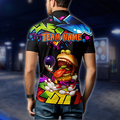 Personalized Funny Hamburger Bowling Jersey Mens, Custom Hamburger Bowling Shirt For Team BZ0899 BOW0044