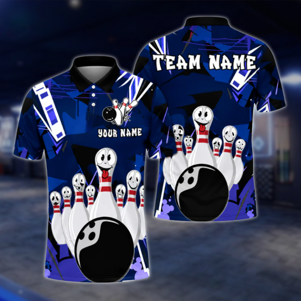 Custom Funny Pins Bowling Mens Polo Shirt, Custom Funny Bowling Team Shirts BZ0476 BOW0412