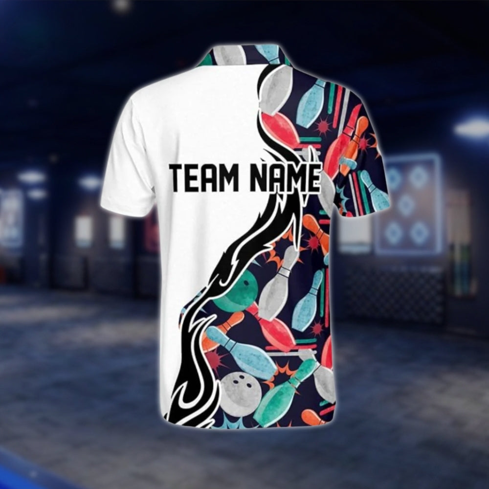 Custom Team Multicolor Bowling Polo Shirt For Mens, Custom Bowling Shirts BM0288 BOW0263