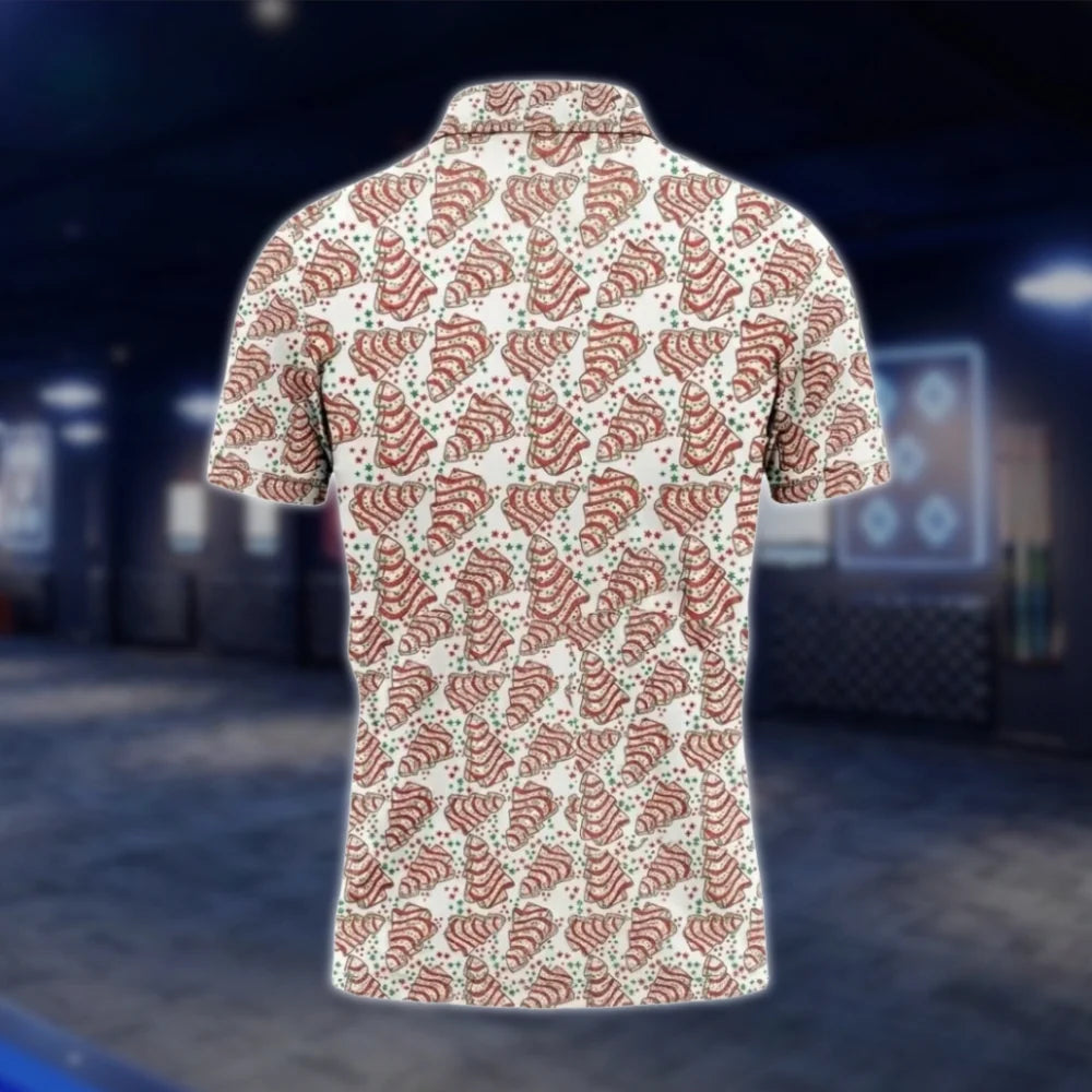 White And Red Christmas Tree Cakes Golf Polo Shirt For Men, Christmas Golf Shirt GOF0077