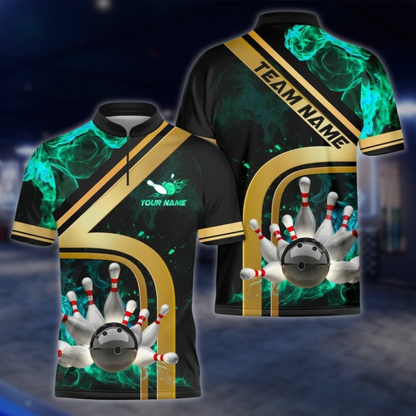 Personalized Flame Bowling Jersey For Men, Custom Flame Bowling Team Shirt BZ0864 BOW0082