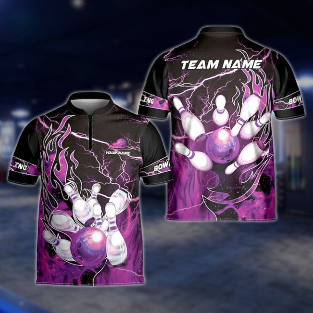 Custom Flaming Ball Bowling Jersey Mens, Custom Flame Bowling Team Shirts BZ0127 BOW0457