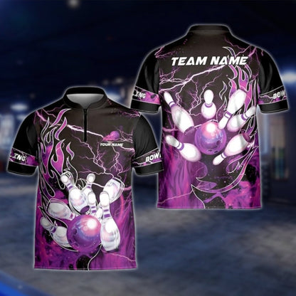 Custom Flaming Ball Bowling Jersey Mens, Custom Flame Bowling Team Shirts BZ0127 BOW0457