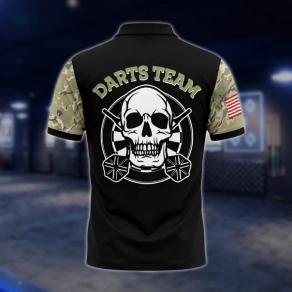Custom Skull Camouflage Dart Polo Shirt For Men, Custom Skull Dart Team Shirts DAT0453