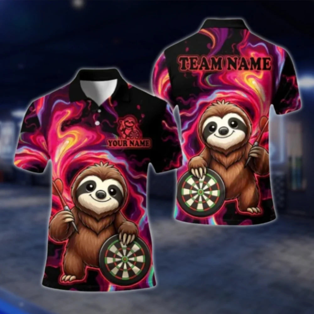 Custom Funny Sloth Darts Men's Polo Shirt, Custom Sloth Dart Team Shirt DAT0433