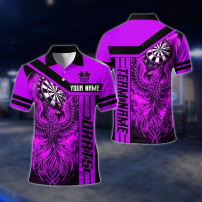 Phoenix Red Flame Custom Mens Darts Polo Shirt, Custom Phoenix Dart Team Shirts DAT0318