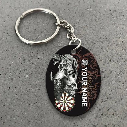Skull Dartboard Personalized Name 3D Dragon And Darts Keychain For Dart Team Player ORN0170