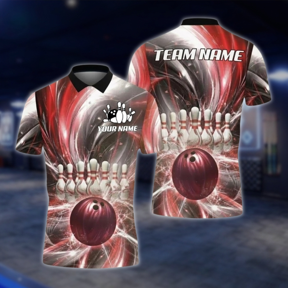 Personalized Lightning Purple Polo Bowling Team Shirts Men, Custom Team Bowling Shirt BZ0754 BOW0165