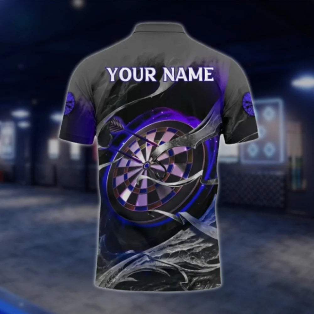 Custom Dragon Flaming Purple Dart Polo Shirt For Men, Custom Dragon Dart Shirts DAT0333