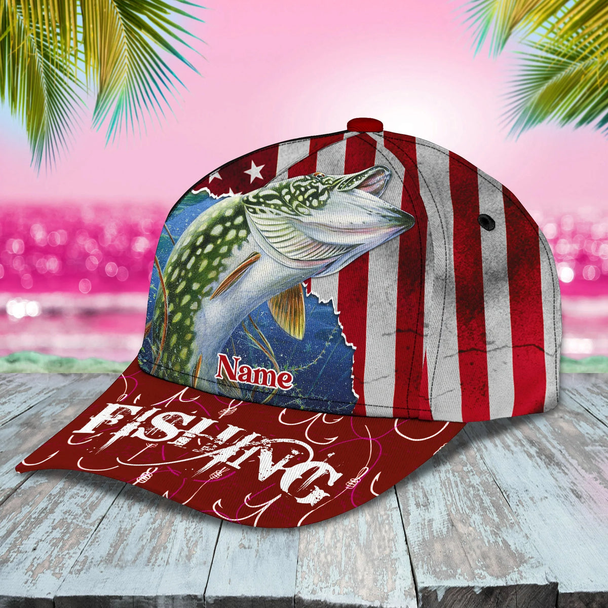 Fishaholicn Pike Fishing - Personalize Name Cap  - Loop - Ntp-206 FISH0234