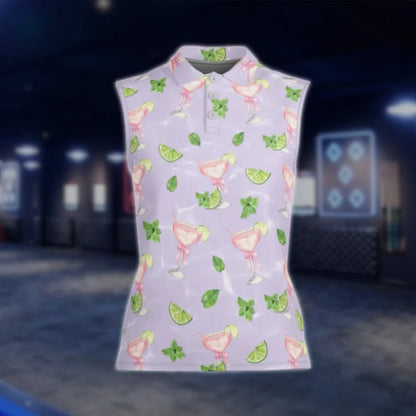 Margarita Cocktail Womens White Golf Shirts, Ladies Cocktail Golf Shirts GOF0001