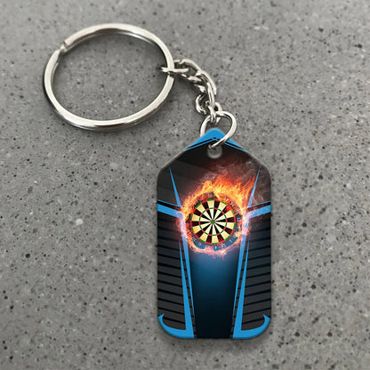 Darts Board In Flames Personalized Name 3D Keychain For Darts Team Player ORN0205