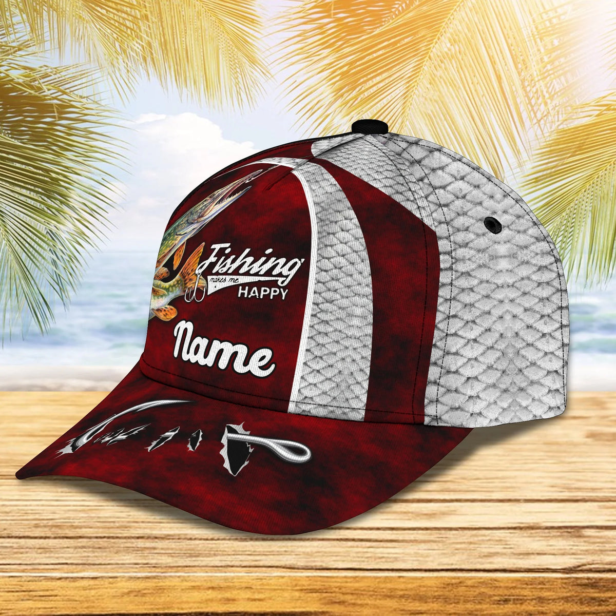 Fishaholic Northern Pike Fishing 10 - Personalize Name Cap  - Loop - Ntp-167 FISH0035