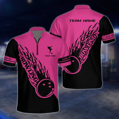 Flaming Balll Black And White Custom Bowling Mens Jersey, Custom Flame Bowling Team Shirts BZ0083 BOW0464