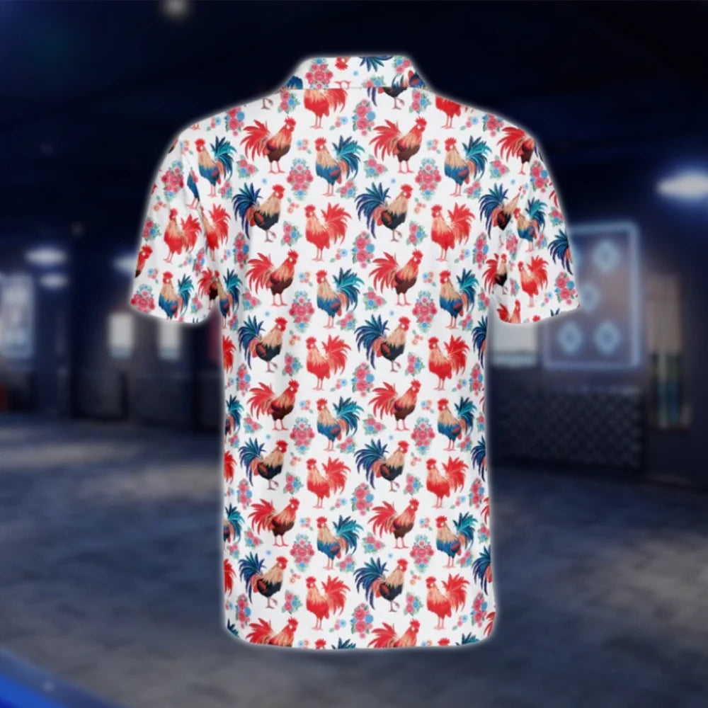 Rooster Chicken Mens Golf Polo Shirt, Rooster Golf Shirt GOF0147