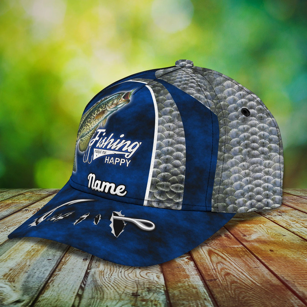 Crappie Fishing (blue) - Personalize Name Cap  - Loop - Ntp-200 FISH0246
